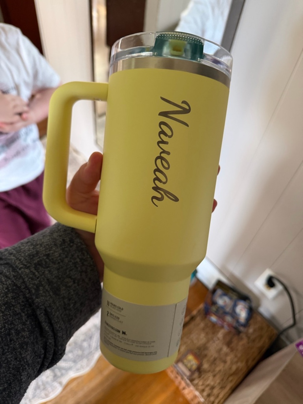 Personalized Yellow Stanley 40oz Travel Mug with flip top - Naveah